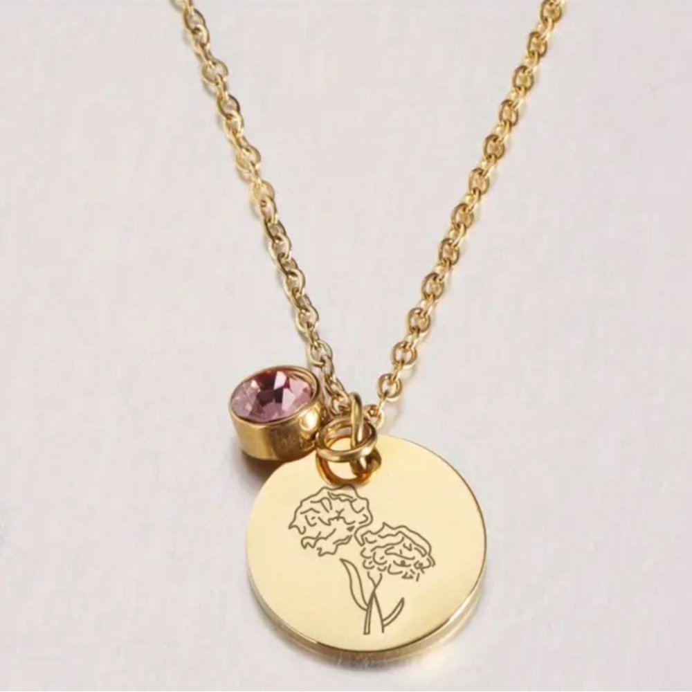 October Antique Gold Tone Birth Flower Charm Necklace NWT